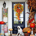 23-inch Artificial Autumn Wreath For Front Door Thanksgiving Decor