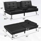 Modern Convertible Sofa Bed Futon With Cup Holders   Removable Armrests