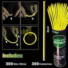 300 Pcs Yellow Glow Sticks Bulk light Up Bracelets Necklaces With Connectors glo