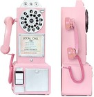 Antique Pink Rotary Dial Landline Phone 9 8x6 3x19 7  Retro Wall Mount Decor