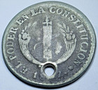 1837 Equador Quito Silver 2 Reales Genuine Antique 1800 s Holed 2r Coin