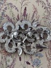 Vintage Silver Textured Leaf Swirl Scroll Brooch Pin  Metal  3 Inches
