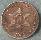 1852 Type 1 Three Cent Silver High Grade Details Old Us Coin  548