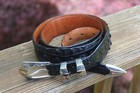 Rdm Randall Moore Sterling   14k Gold Scroll Work Belt Buckle Alligator Belt 37 
