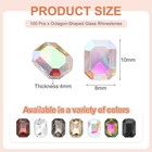100 Pcs Octagon Rectangle Rhinestones Faceted Rhinestones 8x10mm Multicolor