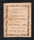 April 20  1781 3d Three Pence Pennsylvania Colonial Currency Note