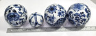 Vintage Chinoiserie Porcelain Carpet Balls Blue   White Flowers Set Of 4