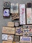 Lot Of 50  Vintage Rubber Stamps   Most Wood Mounted  Assorted Patterns  Borders