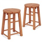 2 Pcs 18-inch Outdoor Wood Bar Stools Set