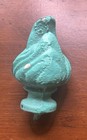 3  Antique Cast Iron Finial Topper Vintage Flame Bud Post Cap Salvage Teal