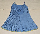 Vintage Nightgown Victorias Secret Size M 2003 Sky Blue Yellow Lace Leg Slit