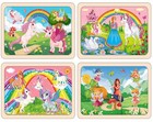 4 Pack Wooden Jigsaw Puzzle 24 Pieces Girls Unicorn Mermaid Princess Toy