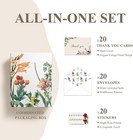 20 Pack Thank You Cards With Envelopes 4x6 Vintage Floral Blank Notes