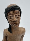 Vintage Hand Carved Wood Indian Man Figurine Villager Staff India Folk Art 