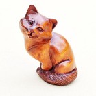 G9034 - 2   Hand Carved Boxwood Netsuke Carving Figurine   Lovely Fox