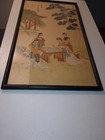 Watercolor On Silk Under Glass Chinese  Japanese  Painting Giesha Girls In Park