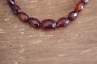 Antique Vintage Cherry Amber Bakelite Art Deco Faceted Necklace 17 