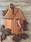 Don Heckman Signed Blue Birds House Intarsia Marquetry Wooden Wall Hanging 1999