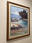  hawaiian Turquoise  Signed Curtis Wilson Cost Non Glare Wood Framed 25 X 30