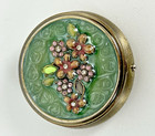 Vintage Enamel And Brass Trinket Pill Box 3 Compartment Monsoon Home  flawed 