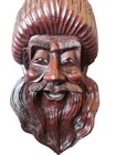 Vintage   Mahogany Carved  Wood Laughing Man Great Detail  With Eyes   Teeth