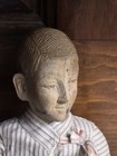 Antique Vintage Nepal Carved Wood Boy Doll Figure 10  Tall