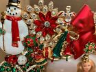 Jewelry Decorated Wood Picture Frame Vtg   Modern Jewelry Colors Red Green Gold