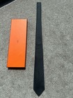 Hermes Silk Tie H Faconnee Black Nwt Shipping Worldwide