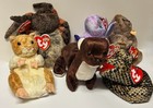 Ty Beanie Babies 6 Pc Lot All W  Tags   Eva Rattles Chip Slither Pellet Ears