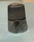 Antique Vintage Sterling Silver Thimble Sewing Etched   mother  Design Sz 10