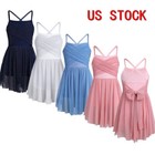 Girls Dance Dress Lyrical Ballet Tutu Skirt Camisole Spaghetti Leotard Dress