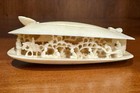 Antique Vtg Ivory Clam Shell Carved Chinese Village Diorama Art Early 20th C