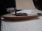 Large Vintage Wood Wooden Model Sail Pond Boat Single Sail  24  Tall X 16 