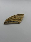 Napier Signed Gold Tone Wing Brooch Pin Clear Round Rhinestones Pav   2 In