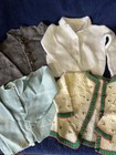 Vintage Lot 33 Piece Baby Clothes Crochet Knit Sweaters Booties Hat Gloves