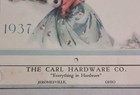 Antique Vintage 1937 The Carl Hardware Co   Jeromesville  Ohio Full Calendar 