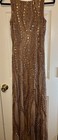 Nwt Aidan Mattox Size 2 Brown gold Sequin Sleeveless Evening Gown