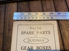 Vintage Original 1937 Price List - Spare Parts For Burman Gear Boxes