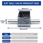 5 8  Hose Barb Ball Valve  304 Stainless Shut-off For Fuel Water Gas