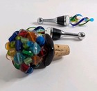 Set Of Three Decorative Glass Wine Bottle Stoppers Cork