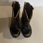 Vintage 50s 60s Kids Youth Leather Western Cowboy Boots 