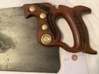 Rare Vintage Antique Lawrenceburg Saw Company 9pt Handsaw W  Etching Carpentry