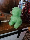 Vintage Carved Green Jade Foo Lion 4  Tall Sculpture Old  Chinese Figurine