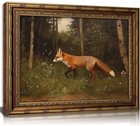 Vintage Gold Framed Red Fox Wall Art  Forest Wild Fox Oil Painting Canvas Print 