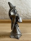Vtg 1986 Spoontiques Pewter Wizard Red Eyes Faceted Crystal Ball Figurine Cmr594