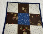 Vintage Antique Patchwork Quilt Table Topper  Nine Patch  Blue  Brown  Early
