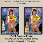 Sexy Pinup Girl Custom Alcohol Poster Any Beer Whiskey Tequila Vodka Brand   259