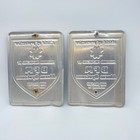 Vintage Advertising Lot Of 2 Embossed Metal Signs Bfm Alarm System Security Blue