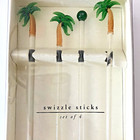 Pier 1 Imports Palm Tree Swizzle Sticks Bar Glass Stir Sticks 4 Pieces In Box