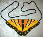 Vintage Yellow Swallowtail Butterfly Glass Seed Bead Evening Cocktail Bag Purse
